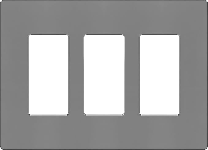 ENERLITES Screwless Decorator Wall Plates Child Safe Outlet Covers, Gloss Finish, Medium Size 3-Gang 4.88" H x 6.77" L, Unbreakable Polycarbonate Thermoplastic, SI8833M-GY, Gray