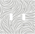 Silver Swirls Double Toggle Switch Cover - 2-Gang Standard US Size Modern Abstract Wave Vortex, Neutral Gray Decorative Light Switch Covers for Contemporary Home Decor