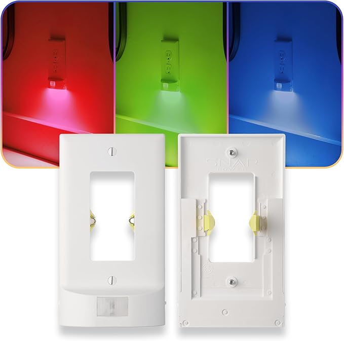 1 Pack - SnapPower Multi-Color GuideLight – Outlet Cover RGB Lights, Customizable Ambient Lighting/Mood Lighting for Home, Kitchen, Gaming Room, Kids Bedroom, Nursery, Holiday Decor (White, Decor)