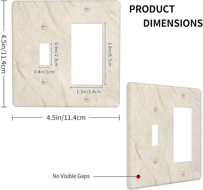 White Taupe Marble Abstract Luxury Outlet Covers 1 Toggle 1 Rocker Combination Decorative Wall Plate Electrical Switch Plates Light Switch Cover Plate for Bathroom Kitchen Home Decor