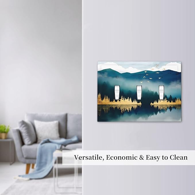 Mountains Landscape Lake Bird Reflection Decorative Switch Plates 3 Gang Wall Plate Triple Toggle Light Switch Cover Faceplate Electrical Wall Panels for Bedroom Living Room Decor