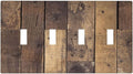 Cool Brown Wood Style Vintage Rustic Print Light Switch Covers Quad Toggle Electrical Faceplate 4 Gang Wall Plate Decorative Switch Plates for Farmhouse Home Decor