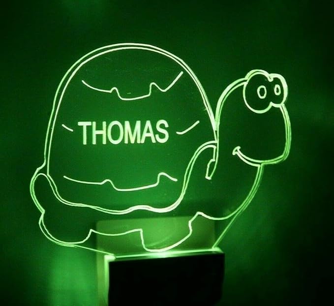 MIRROR MANIA Night Light Multi Color Personalized LED Plug-in, Ultra-Slim Touch Night Light Smart Dusk to Dawn Sensor, Kids Children's Bedroom Kitchen Bathroom Hallway Play Room Variations (Turtle)