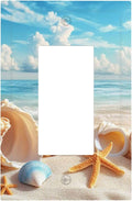 Beach Coastal Seashore Sea Starfish Shell Sand Decorative Outlet Covers 1 Gang Single Rocker Light Switch Cover Plate Wall Plates GFCI Faceplate for Bathroom Home Decor