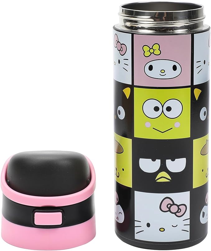 Hello Kitty & Friends Character Face Squares 24 Oz Stainless Steel Water Bottle