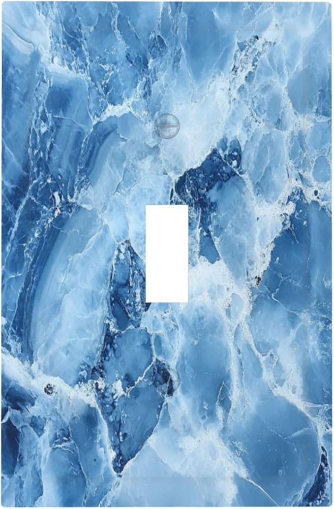 Outlet Covers Blue Marble Abstract Luxury Modern 1 Gang Duplex Light Switch Cover Plate Decorative Wall Plates Electrical Switchplate Receptacle for Bathroom Bedroom Decor（2 Pack）
