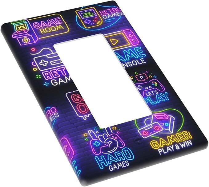 Games Funny Single Gang Rocker Light Switch Cover Plates Decorative Outlet Covers, 1 Gang Rocker Wall Plate
