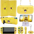 GUTIAL Accessories Bundle for Nintendo Switch - Cute Kawaii NS Accessories kit for Grils Boys Kids with Travel Carrying Case and Cartoon Dockable Cover Case, Screen Protector, Stand - Yellow