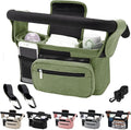 Baby Stroller Organizer, Universal Stroller Organizer with Detachable Phone Bag, Stroller Caddy with 2 Insulated Cup Holders, Buggy Organizer Bag with 2 Hooks Fits Most Strollers (Green)