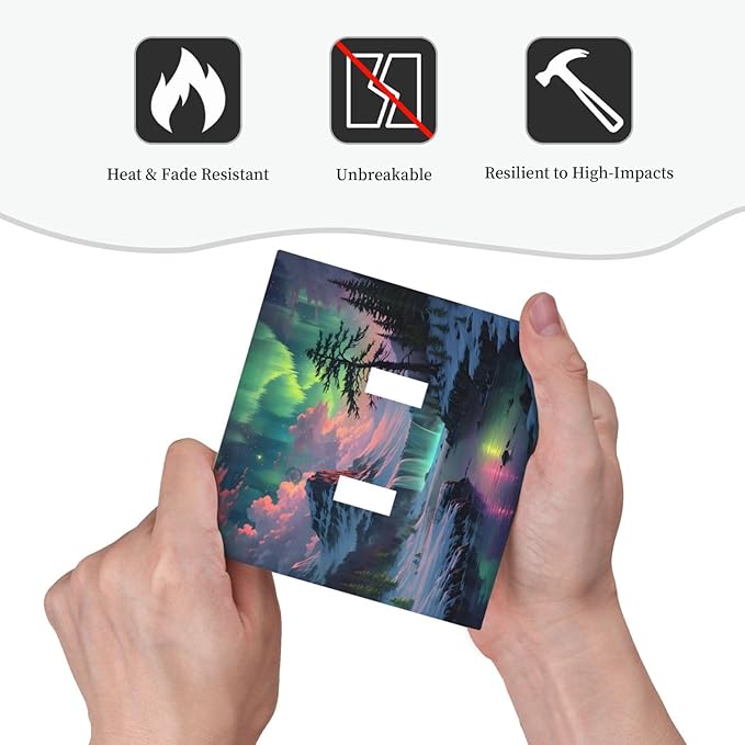 Snow Mountain Aurora Waterfalls Rivers Forest Decorative Switch Plates 2 Gang Double Toggle Outlet Light Switch Cover Wall Plate Electrical Faceplate for Bedroom Living Room Decor