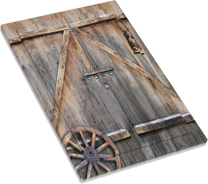Rustic Kitchen Barn Door Wooden Wood Vintage Farm Wooden Country Plank Cabin Board 1-Gang No Device Blank Wallplate Jumbo Size Unused Outlet and Light Switch Cover Decorative Plug Face Plate Cover