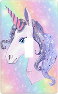 1-Gang Toggle Light Switch Plate, Unicorn Rainbow Printed Wall Plate, Cute Cartoon Decor for Girls Bedroom Nursery Kids Bathroom