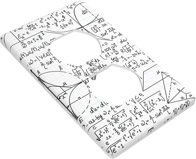 Math Formula 1-Gang Duplex Wall Plate, White Mathematics Outlet Cover for Classroom, Study Room, Office & Kids Room