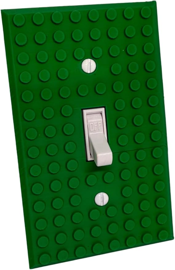 Brick Wall Plate, Single Toggle Light Switch Cover for Kids Bedroom, Game Room, 1-Gang (Light Green)