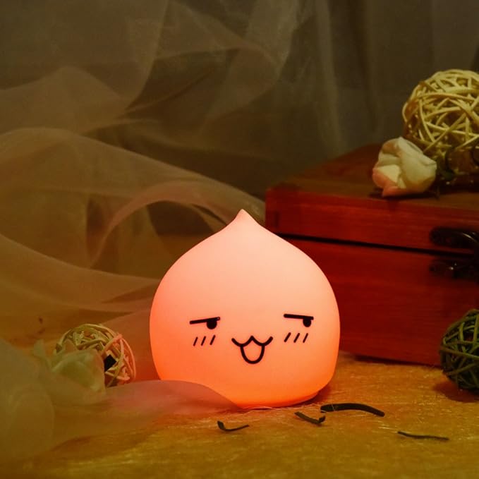 Portable Silicone LED Cartoon Night Light for Kids USB Rechargeable, Warm/White Light, 7-Color Changeable Light, Cute Children Night Lamp for Baby, Bedroom and Nursery (Tear Drop)