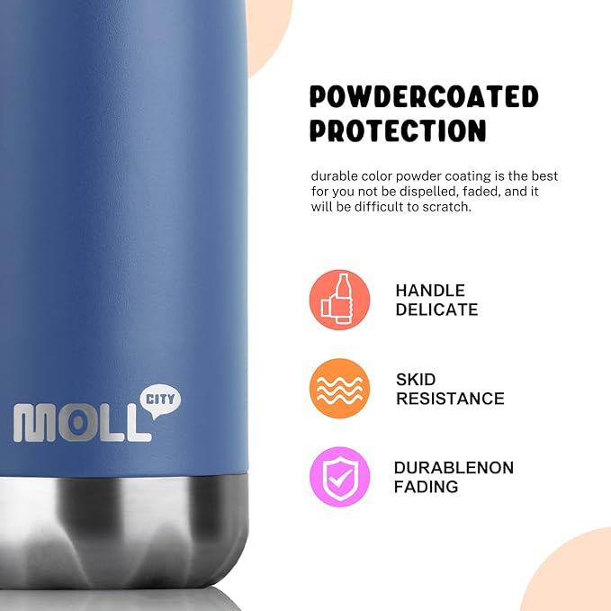 Kids Water Bottle for School-12 oz Stainless Steel Double Wall Vacuum Insulated Sports Water Bottle Reusable Metal Leak Proof Cola Shape Flask for Girls(Royal Blue)