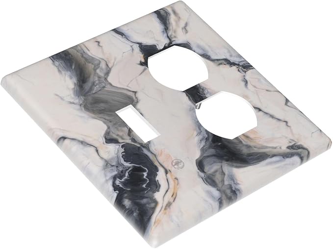 Abstract Marble Textured Modern Luxury Print Wallplates 1 Toggle 1 Duplex Switch Plate Electrical GFCI Faceplate Decorative Light Switch Covers for Bathroom Kitchen Decor