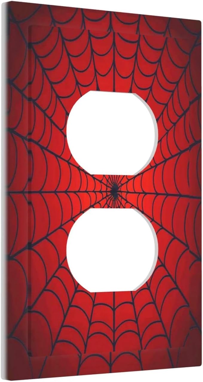 Red Spider Web Black Line Simplicity Outlet Covers 1 Gang Duplex Light Switch Cover Decorative Switch Plates Electrical Receptacle Faceplate Wall Plate For Kids Room Home Decor