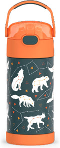 THERMOS FUNTAINER Water Bottle with Straw - 12 Ounce - Kids Stainless Steel Vacuum Insulated Water Bottle with Lid, Night Trek