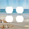 Summer Beach Starfish Shells Decorative Outlet Covers 2-Gang Duplex Light Switch Cover Gfci Wall Plate Covers Electrical Receptacle Switch Plate Cover Plug Faceplate for Bathroom Decor