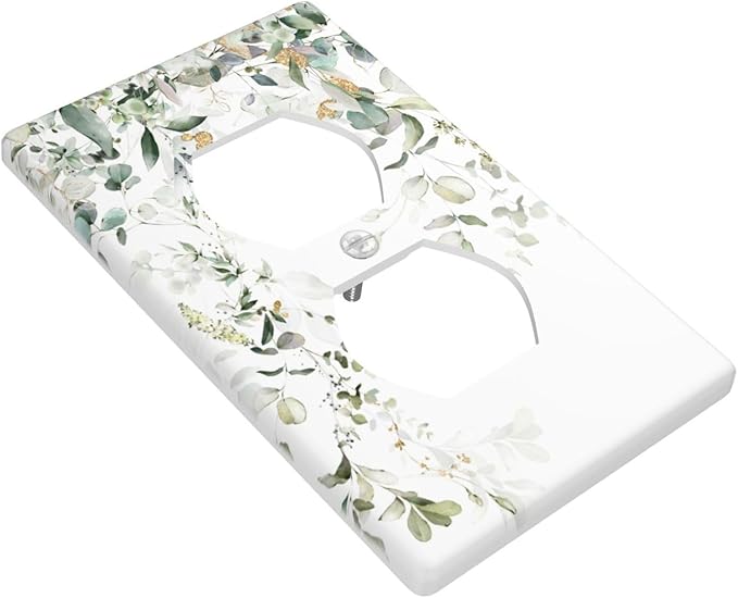 Green Leaves Watercolor Outlet Covers Decorative Electrical Outlets Duplex Outlet 1-Gang Wall Plate Receptacle Wall Outlet Cover