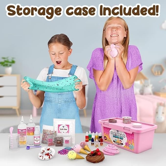 Original Stationery Ice Cream Slime Kit for Girls Toys, DIY Cherry-Scented Slime Making Set with 31 Pieces, Fun Arts and Crafts for Kids Ages 8-12, Birthday Gift