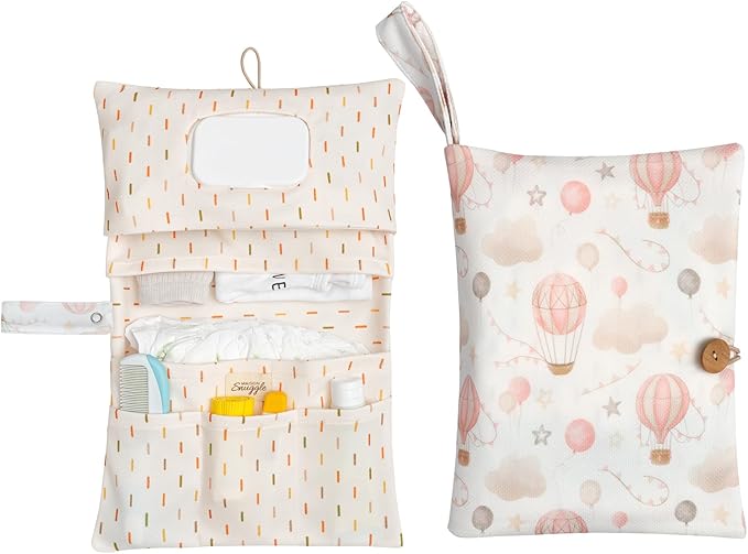 Baby Diaper Bag Organizer, Portable Baby Essentials Storage Pouch for Parents and Caregivers, Organizer Insert for Stroller and Handbag, Machine Washable (Balloon)