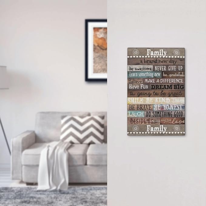 Rustic Vintage Country Farmhouse Family Home Inspirational Quotes Rules Cabin Wood 1-Gang No Device Blank Wallplate Jumbo Size Unused Outlet and Light Switch Cover Decorative Plug Face Plate Cover