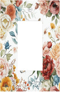 Rustic Style Colorful Peony Butterfly Dragonfly Decorative Outlet Covers 1 Gang Single Rocker Wall Plates Gfci Faceplate Light Switch Cover Plate for Bedroom Living Room Decor