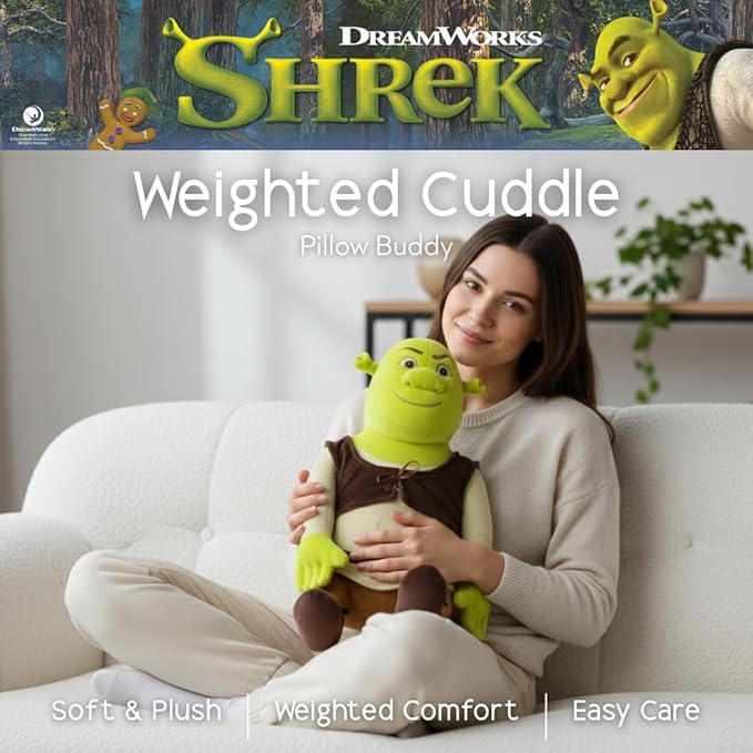 Franco Calm Shrek Orge Bedding Super Soft Plush Calming 3Lb Weighted Cuddle Pillow Buddy, Comfort Pillow (Officially Licensed Product)