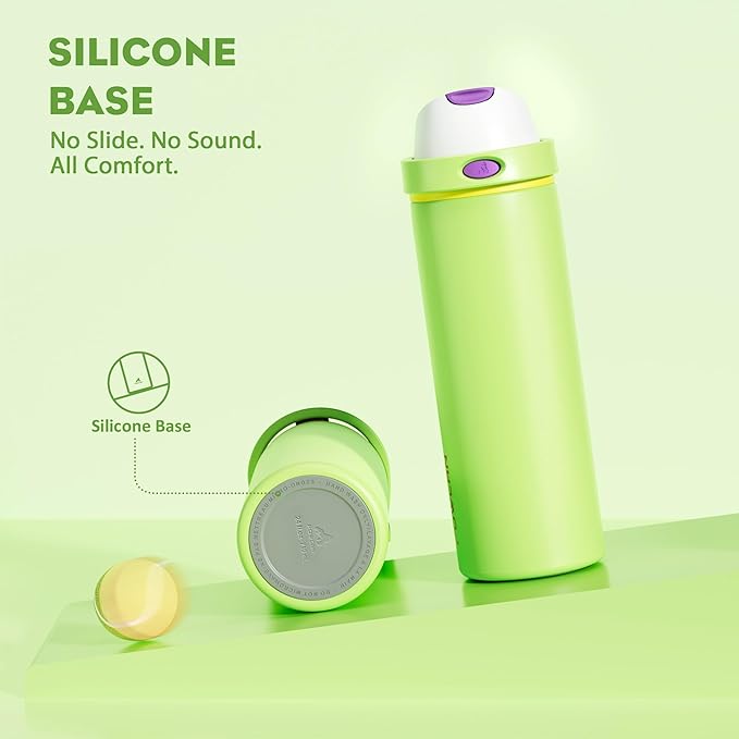 POWCAN 24 oz Insulated Water Bottle: 2-in-1 Push-Button Spout & Quick-Flip Straw, Leakproof, Cold 24Hrs, Lockable, Fits Car Cup Holder, Stainless Steel Cup for Sports, Travel, Daily Use (Scare School)