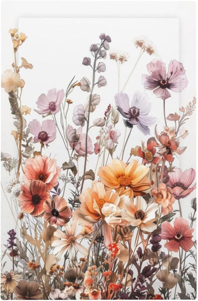 Boho Nursery Wildflower Flora Vintage Flower Light Switch Cover Plate 1 Gang No Device Blank Electrical Wall Plates Faceplate Decorative Switch Plate Covers for Bedroom Living Room Decor