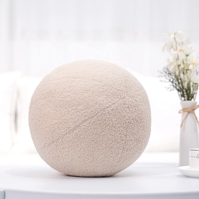12 Inch Round Hugging Pillow Plush Toy Soft Plushies Throw Pillows Kids' First Ball Plush Toys for Home Decor Or Gift for Kids and Lovers (Cream)