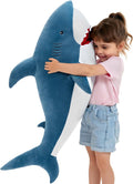 MorisMos 39inch Giant Shark Stuffed Animal, Large Stuffed Shark Plush Toys Pillow Gift for Kids Girlfriend, Blue
