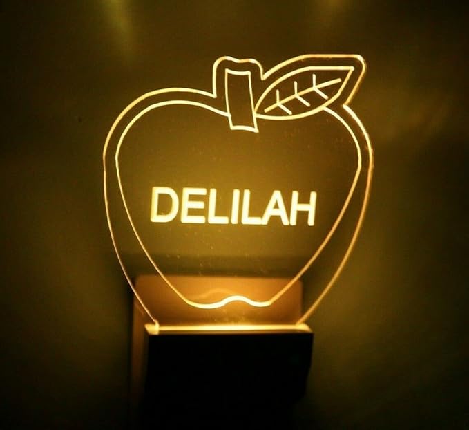 MIRROR MANIA Night Light Multi Color Personalized LED Plug-in, Ultra-Slim Touch Night Light Smart Dusk to Dawn Sensor, Kids Children's Bedroom Kitchen Bathroom Hallway Play Room Variations (Apple)