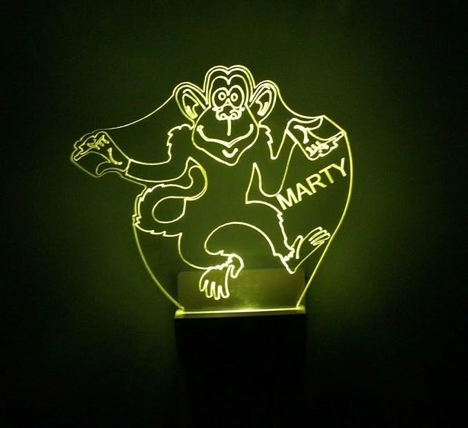 MIRROR MANIA Night Light Multi Color Personalized LED Plug-in, Ultra-Slim Touch Night Light Smart Dusk to Dawn Sensor, Kids Children's Bedroom Kitchen Bathroom Hallway Play Room Variations (Monkey)