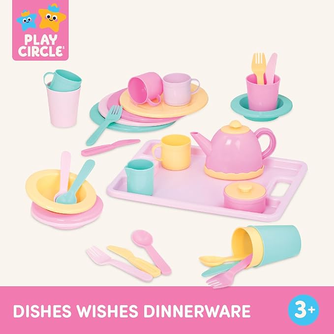 Battat – Play Circle – Dish Set – Plates, Cups, and Tea Party Toys – Kitchen Toys for Toddlers – Pretend Play – 3+ Years(34 Pieces)