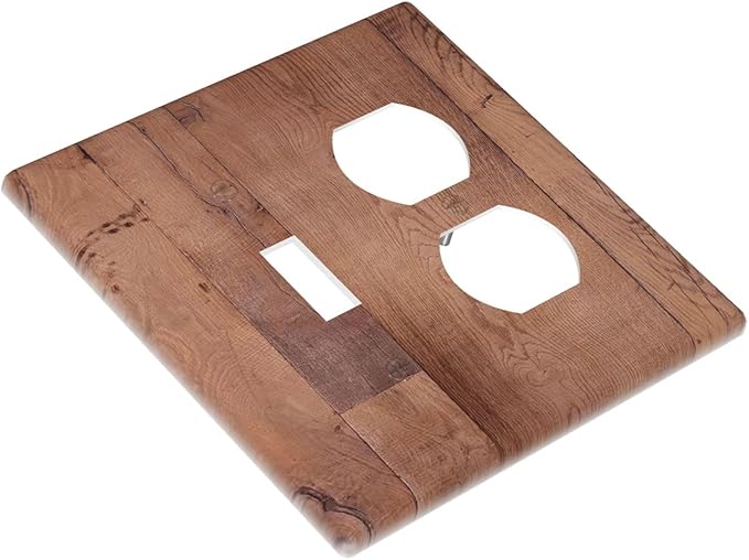 Rustic Brown Dark Wood Texture Printing Wallplates 1 Toggle 1 Duplex Switch Plate Electrical Gfci Faceplate Decorative Light Switch Covers For Farmhouse Cabin Decor