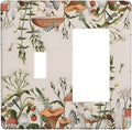Boho Mushroom Forest Plants Wildflowers Insects Outlet Covers 1 Toggle 1 Rocker Combination Decorative Wall Plate Electrical Switch Plates Light Switch Cover Plate for Kids Room Home Decor