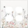 Floral Watercolor Wildflower Dandelion Plant Outlet Covers 2 Gang Double Duplex Decorative Light Switch Covers Electrical Wallplates Socket Faceplate for Farmhouse Bed Room Decor