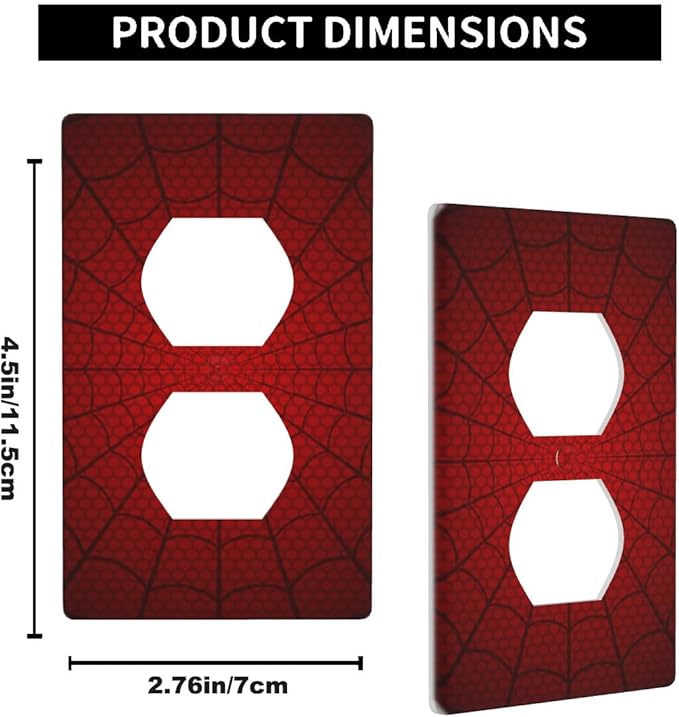 Red Spider Web 1-Gang Duplex Wall Plate Hero Theme Cartoon Outlet Covers Standard Size Plug Cover 4.50" x 2.76" for Men Cave Teen Boys Room