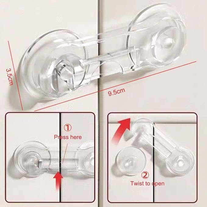 Cabinet Door Locks for Baby Proof and Child Safety, Fridge Locks for Kids,Cabinet Locks with Adhesive for Drawer Cupboards Fridge Oven Closet and Pantry, Childproof Door Latch (Transparent, 5 PCS)
