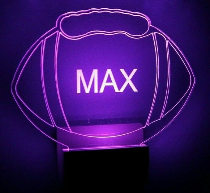 MIRROR MANIA Night Light Multi Color Personalized LED Plug-in, Ultra-Slim Touch Night Light Smart Dusk to Dawn Sensor, Kids Children's Bedroom Kitchen Bathroom Hallway Play Room Variations (Football)