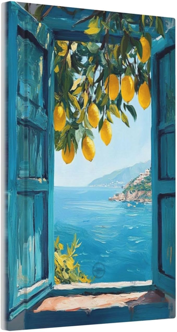 Window View Coastal Lemon Tree Mediterranean Landscape Light Switch Cover Plate 1 Gang No Device Blank Electrical Wall Plates Faceplate Decorative Switch Plate Covers for Bedroom Living Room Decor