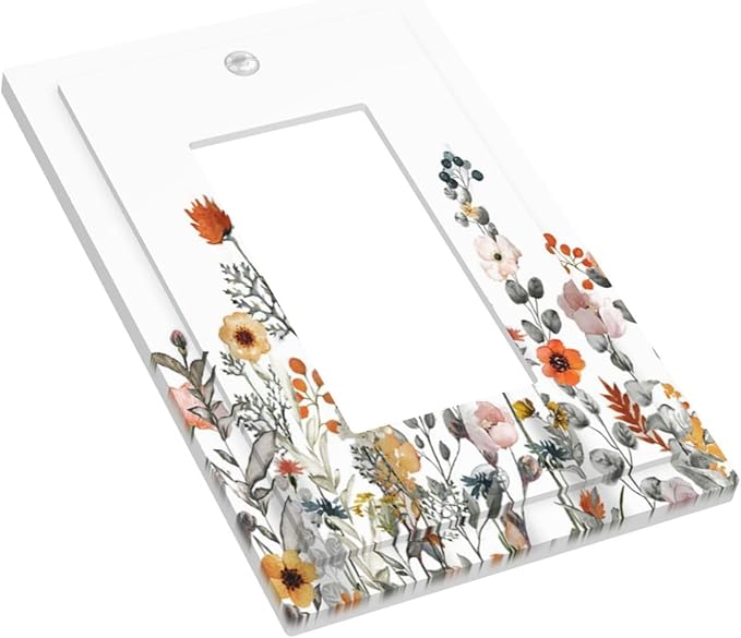 Decorative Outlet Covers Colorful Wildflowers Boho Vintage Floral 1 Gang Single Rocker Light Switch Cover Plate Wall Plates Gfci Faceplate For Bed Room Living Room Decor