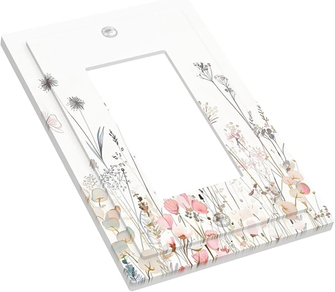 Floral Watercolor Wildflower Dandelion Plant Decorative Outlet Covers 1 Gang Single Rocker Light Switch Cover Plate Wall Plates GFCI Faceplate for Farmhouse Bed Room Decor
