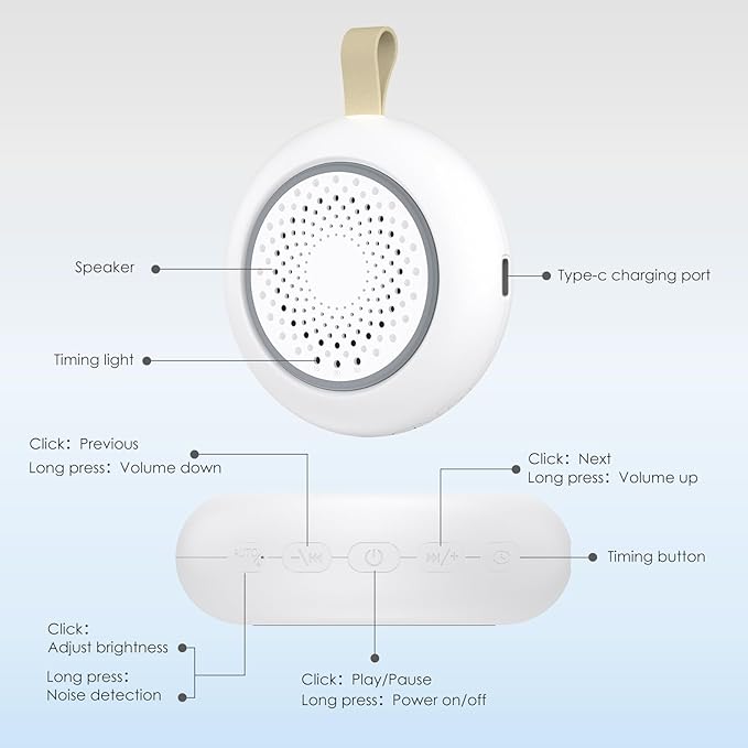 AMIR White Noise Machine, Portable Sound Machine for Baby Adult with Volume Control and Timing, 24 Soothing Sound, Noise Canceling for Sleeping, Sound Therapy for Home, Travel, Registry Present