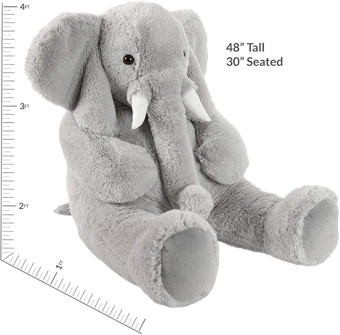 Vermont Teddy Bear Giant Elephant Stuffed Animal | 4 Foot Elephant Plush Toy and Emotional Support Plush for Kids and Adults | Crafted in the USA