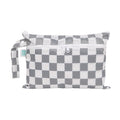 Bumkins Waterproof Wet Dry Clutch Bag for Baby, Travel, Swim Suit, Cloth Diapers, Pump Parts, Pool, Gym Clothes, Toiletry, Strap to Stroller, Daycare, Zip Reusable Bag, Packing Pouch, Gray Check