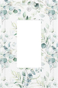 Watercolor Spring Sage Green Eucalyptus Leaves 1 Gang Single Decorator/GFCI Device Outlet Wall Plate Plant Herb Botanical Floral Electrical One Rocker Decorative Light Switch Cover Faceplate Dimmer